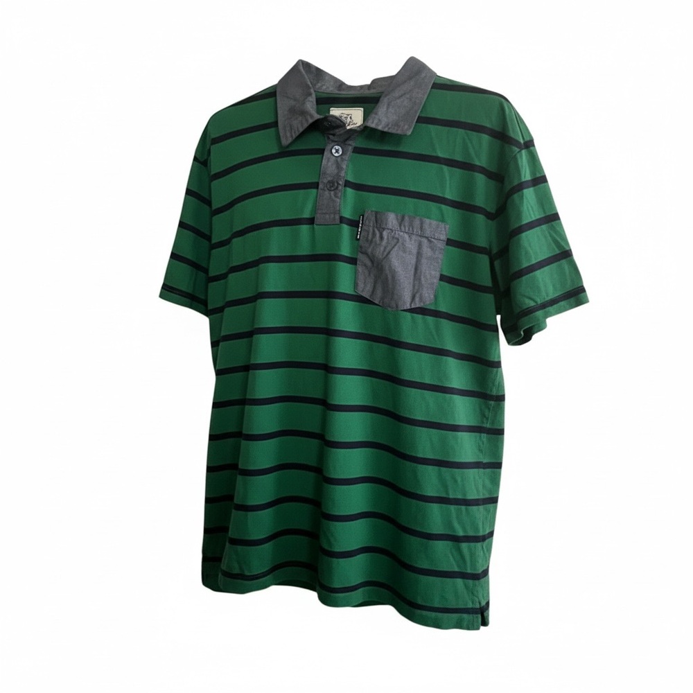 Ecko Unltd Striped Polo‎ Shirt Size XL Green Short Sleeve Casual Streetwear